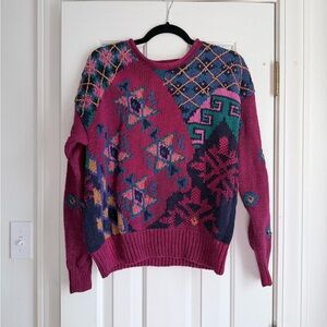Vibrant Multicolor Geometric Sweater